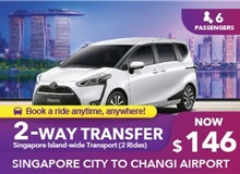 $146 Singapore Islandwide Transfer 2 WAY - 2 Rides (6 Seater) (Online)