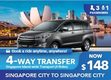 $148 Singapore Islandwide Transfer 4 WAY - 4 Rides (4 Seater FAMILY) (Online)