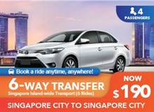 $190 Singapore Islandwide Transfer 6 WAY - 6 Rides (4 Seater) (Online)