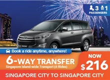 $216 Singapore Islandwide Transfer 6 WAY - 6 Rides (4 Seater FAMILY) (Online)