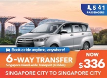 $336 Singapore Islandwide Transfer 6 WAY - 6 Rides (6 Seater FAMILY) (Online)