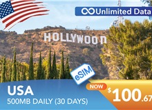 USA 30 DAYS E-SIM UNLIMITED DATA 500MB HIGH SPEED DAILY