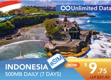 INDONESIA 7 DAYS E-SIM UNLIMITED DATA 500MB HIGH SPEED DAILY