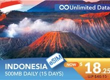 INDONESIA 15 DAYS E-SIM UNLIMITED DATA 500MB HIGH SPEED DAILY