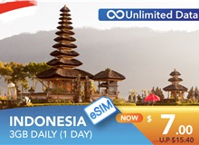 INDONESIA 1 DAY E-SIM UNLIMITED DATA 3GB HIGH SPEED DAILY