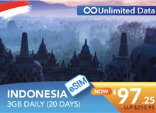 INDONESIA 20 DAYS E-SIM UNLIMITED DATA 3GB HIGH SPEED DAILY