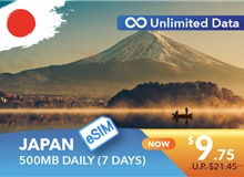 JAPAN 7 DAYS E-SIM UNLIMITED DATA 500MB HIGH SPEED DAILY