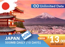 JAPAN 10 DAYS E-SIM UNLIMITED DATA 500MB HIGH SPEED DAILY