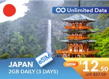 JAPAN 3 DAYS E-SIM UNLIMITED DATA 2GB HIGH SPEED DAILY