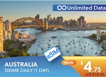 AUSTRALIA 1 DAY E-SIM UNLIMITED DATA 500MB HIGH SPEED DAILY