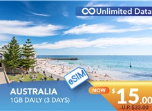 AUSTRALIA 3 DAYS E-SIM UNLIMITED DATA 1GB HIGH SPEED DAILY