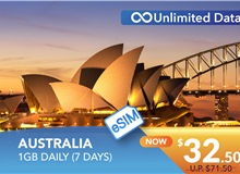 AUSTRALIA 7 DAYS E-SIM UNLIMITED DATA 1GB HIGH SPEED DAILY