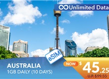 AUSTRALIA 10 DAYS E-SIM UNLIMITED DATA 1GB HIGH SPEED DAILY