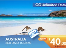 AUSTRALIA 5 DAYS E-SIM UNLIMITED DATA 2GB HIGH SPEED DAILY