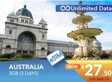 AUSTRALIA 3 DAYS E-SIM UNLIMITED DATA 3GB HIGH SPEED