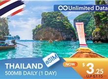 THAILAND 1 DAY E-SIM UNLIMITED DATA 500MB HIGH SPEED DAILY