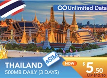 THAILAND 3 DAYS E-SIM UNLIMITED DATA 500MB HIGH SPEED DAILY