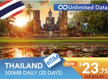 THAILAND 20 DAYS E-SIM UNLIMITED DATA 500MB HIGH SPEED DAILY