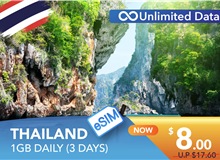 THAILAND 3 DAYS E-SIM UNLIMITED DATA 1GB HIGH SPEED DAILY