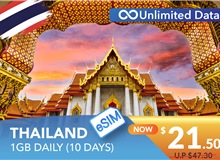 THAILAND 10 DAYS E-SIM UNLIMITED DATA 1GB HIGH SPEED DAILY