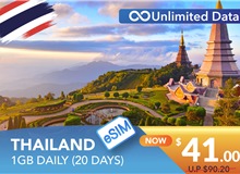 THAILAND 20 DAYS E-SIM UNLIMITED DATA 1GB HIGH SPEED DAILY