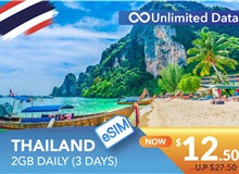 THAILAND 3 DAYS E-SIM UNLIMITED DATA 2GB HIGH SPEED DAILY