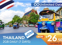 THAILAND 7 DAYS E-SIM UNLIMITED DATA 2GB HIGH SPEED DAILY