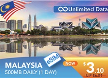 MALAYSIA 1 DAY E-SIM UNLIMITED DATA 500MB HIGH SPEED DAILY