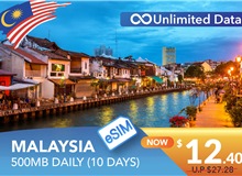 MALAYSIA 10 DAYS E-SIM UNLIMITED DATA 500MB HIGH SPEED DAILY