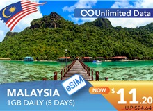 MALAYSIA 5 DAYS E-SIM UNLIMITED DATA 1GB HIGH SPEED DAILY