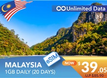 MALAYSIA 20 DAYS E-SIM UNLIMITED DATA 1GB HIGH SPEED DAILY