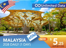 MALAYSIA 1 DAY E-SIM UNLIMITED DATA 2GB HIGH SPEED DAILY