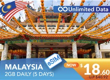 MALAYSIA 5 DAYS E-SIM UNLIMITED DATA 2GB HIGH SPEED DAILY