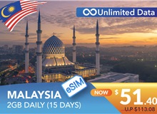 MALAYSIA 15 DAYS E-SIM UNLIMITED DATA 2GB HIGH SPEED DAILY