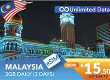 MALAYSIA 3 DAYS E-SIM UNLIMITED DATA 3GB HIGH SPEED DAILY