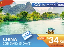 CHINA 5 DAYS E-SIM UNLIMITED DATA 2GB HIGH SPEED DAILY