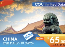 CHINA 10 DAYS E-SIM UNLIMITED DATA 2GB HIGH SPEED DAILY