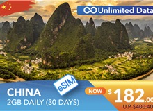 CHINA 30 DAYS E-SIM UNLIMITED DATA 2GB HIGH SPEED DAILY