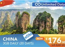 CHINA 20 DAYS E-SIM UNLIMITED DATA 3GB HIGH SPEED DAILY