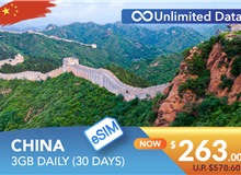 CHINA 30 DAYS E-SIM UNLIMITED DATA 3GB HIGH SPEED DAILY