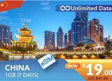 CHINA 7 DAYS E-SIM UNLIMITED DATA 1GB HIGH SPEED