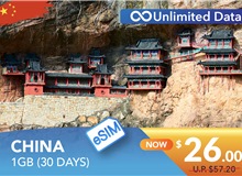 CHINA 30 DAYS E-SIM UNLIMITED DATA 1GB HIGH SPEED