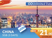 CHINA 3 DAYS E-SIM UNLIMITED DATA 5GB HIGH SPEED