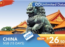 CHINA 15 DAYS E-SIM UNLIMITED DATA 5GB HIGH SPEED