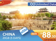 CHINA 5 DAYS E-SIM UNLIMITED DATA 20GB HIGH SPEED