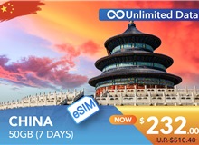 CHINA 7 DAYS E-SIM UNLIMITED DATA 50GB HIGH SPEED