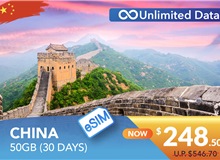 CHINA 30 DAYS E-SIM UNLIMITED DATA 50GB HIGH SPEED