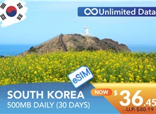 SOUTH KOREA 30 DAYS E-SIM UNLIMITED DATA 500MB HIGH SPEED DAILY