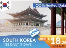 SOUTH KOREA 7 DAYS E-SIM UNLIMITED DATA 1GB HIGH SPEED DAILY