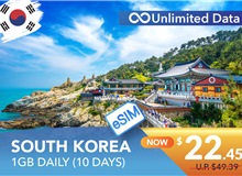 SOUTH KOREA 10 DAYS E-SIM UNLIMITED DATA 1GB HIGH SPEED DAILY